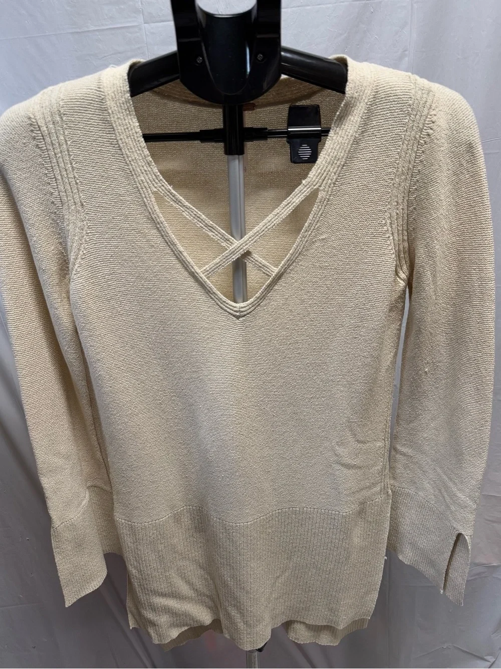 Free People Criss Cross Tunic Sweater Cream Oatmeal Size Small